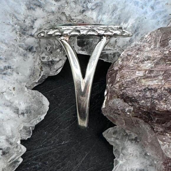 Carolyn Pollack Sterling Elongated Oval Multistone Chip Inlay Ring For Women - Picture 6 of 10